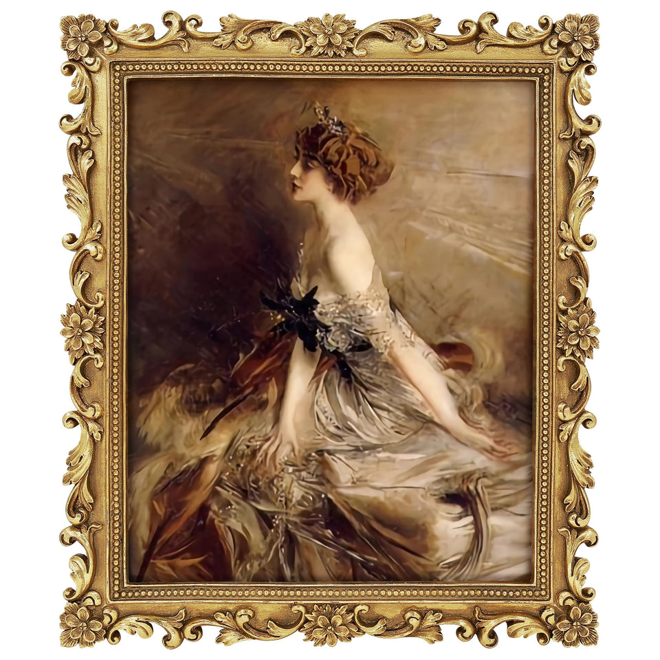 FJXMFRAME Gold 8x10 Baroque Frame highlights cherished memories with antique elegance.
