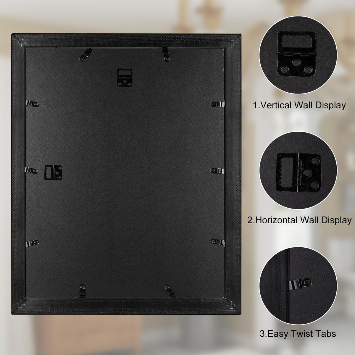 FJXMFRAME gold frame supports horizontal or vertical display for versatility.