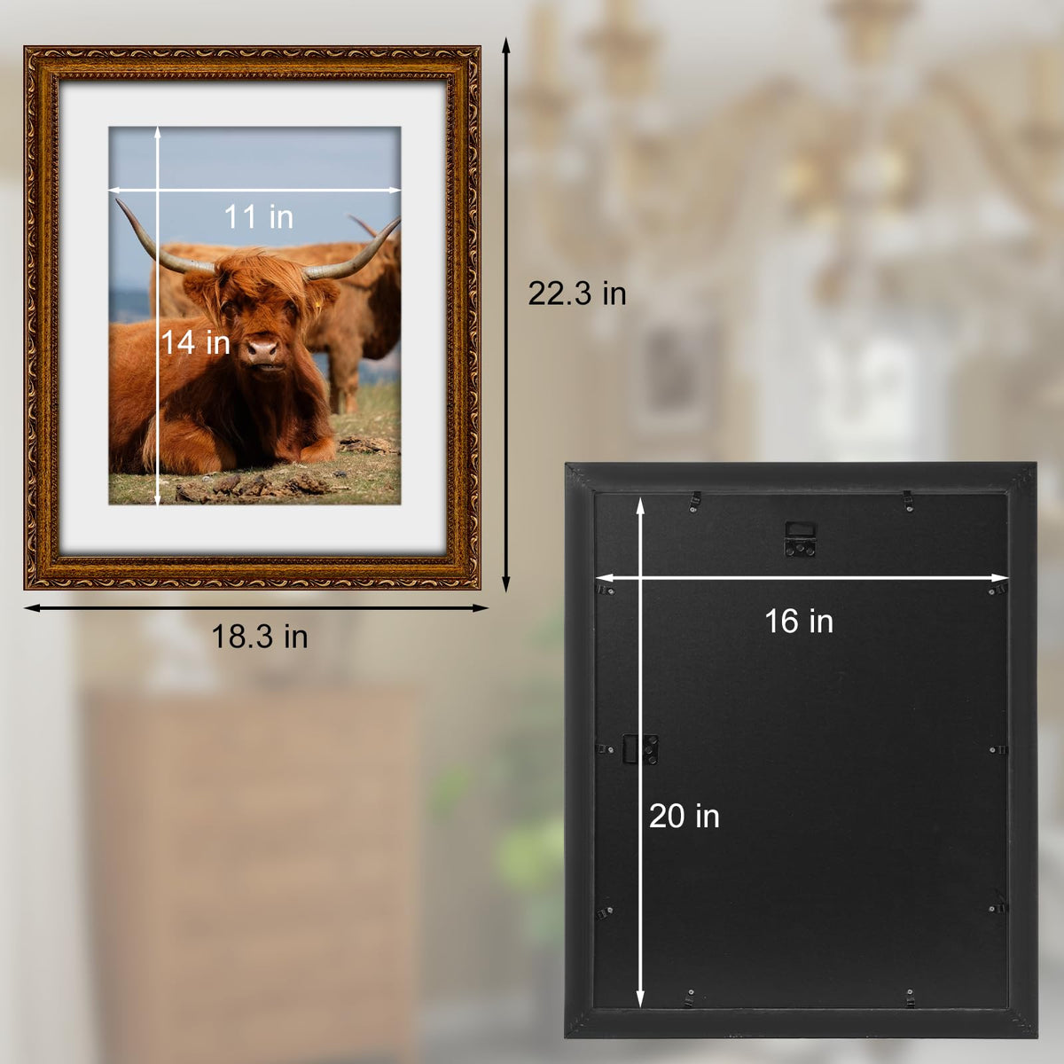 FJXMFRAME gold 11x14 mat option protects photos while framing 11x14.