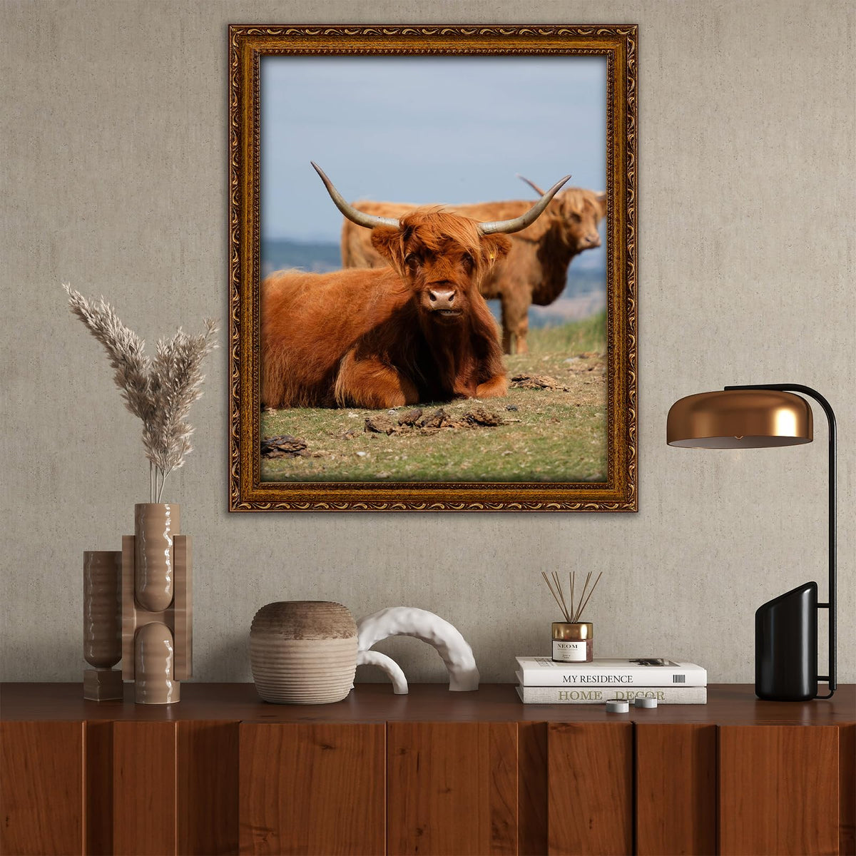FJXMFRAME gold frame with real tempered glass offers clear, safe viewing.