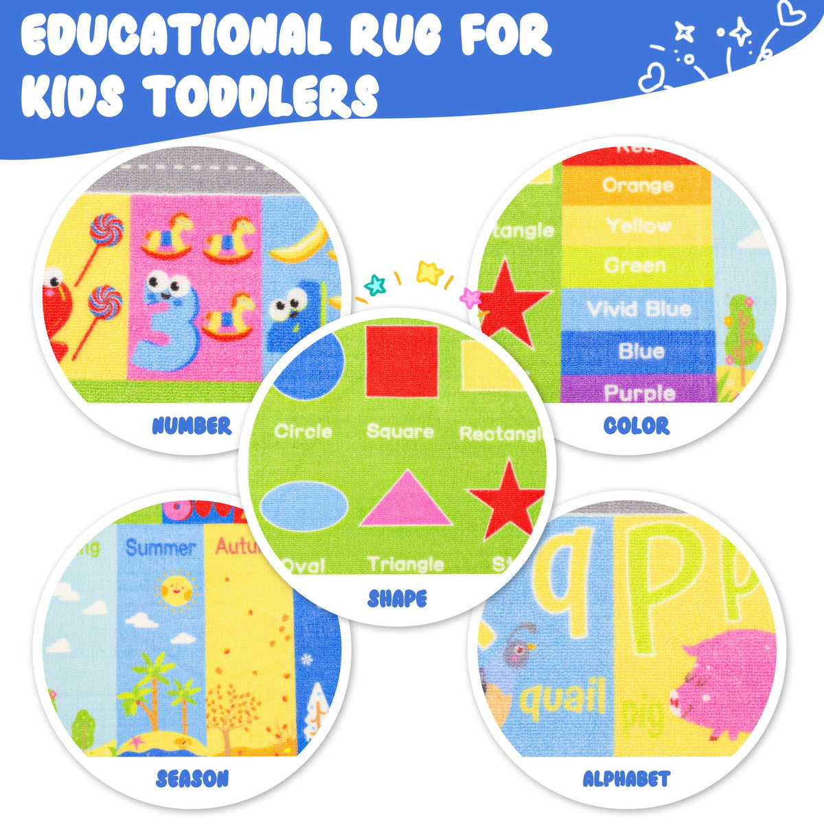 Flagover Education Mat 3x5 ideal for learning corners in daycare or preschool settings.