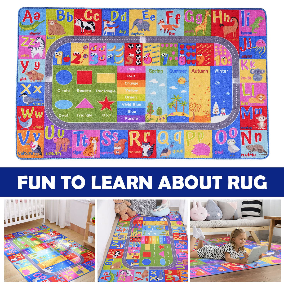 Flagover Nursery Rug that is machine washable for easy cleaning after messy play sessions.