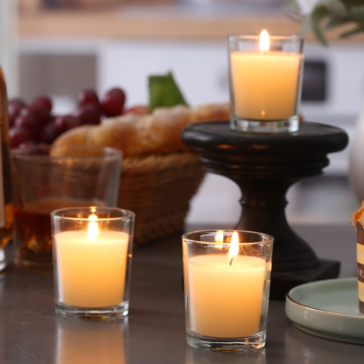 Flamecan home-decor votives provide intimate table ambiance and decor versatility.