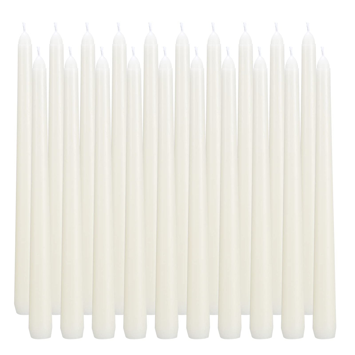 FlameCan Ivory 10in taper candles in a 40-pack ready for long events