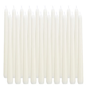 FlameCan Ivory 10in taper candles in a 40-pack ready for long events