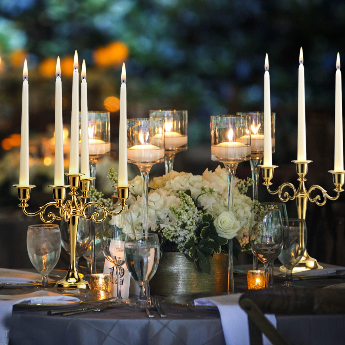 FlameCan Ivory taper candles create wedding or church ambiance
