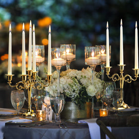 FlameCan Ivory taper candles create wedding or church ambiance