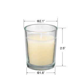Flamecan unscented votive candles offer clean burn with cotton-core wicks.