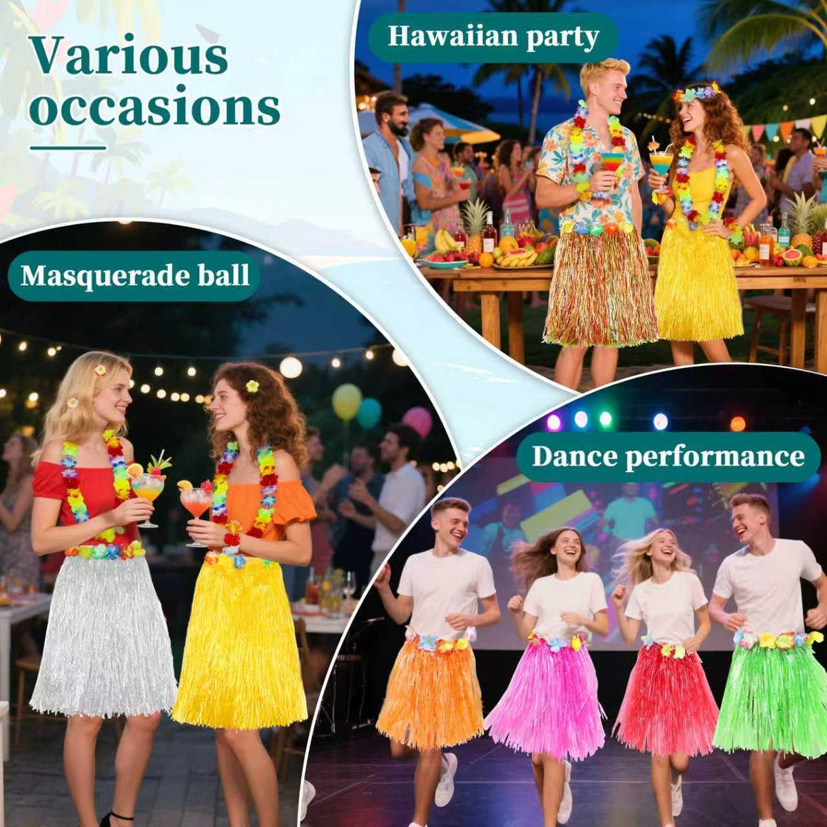 Flareyer luau glasses create fun, photogenic accents for beach party moments.
