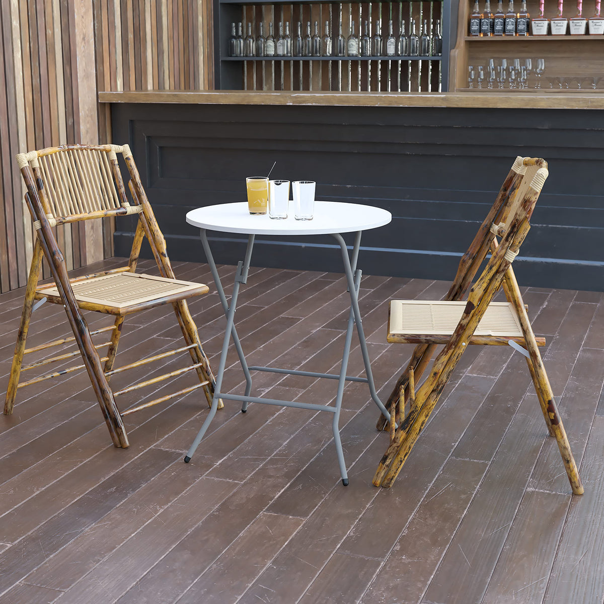 Flash Furniture Elon foldable legs, easy transport and storage.