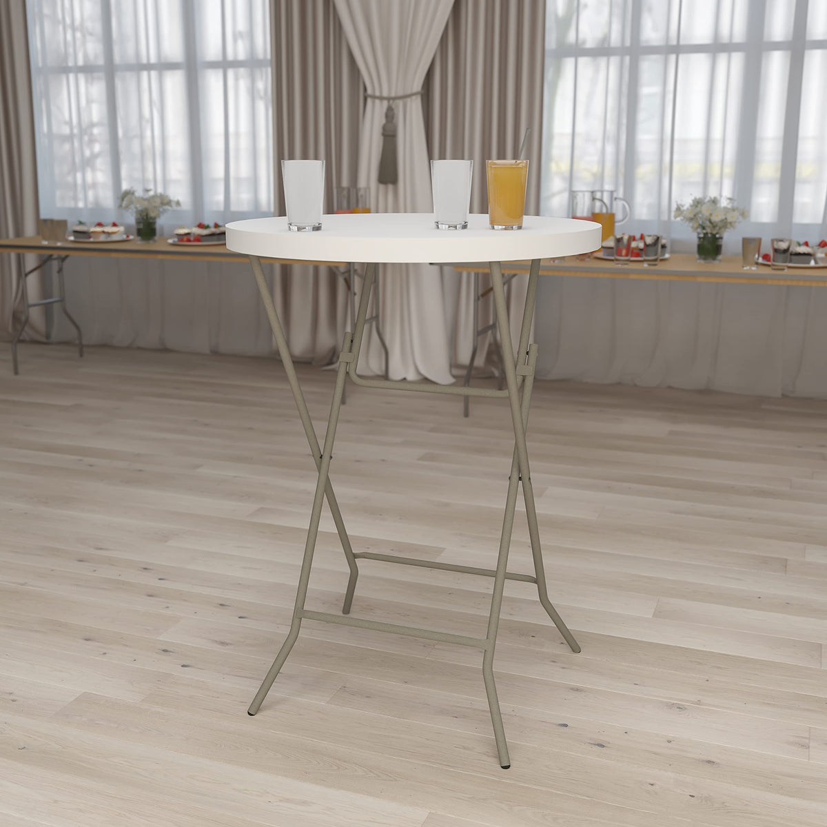 Flash Furniture Kathryn granite white top provides a durable surface for guest areas