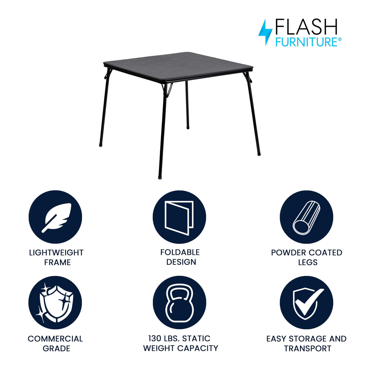 Flash Furniture Madelyn collapsible legs enabling easy transport and compact storage
