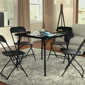 Flash Furniture Madelyn padded vinyl surface reduces card slips during play