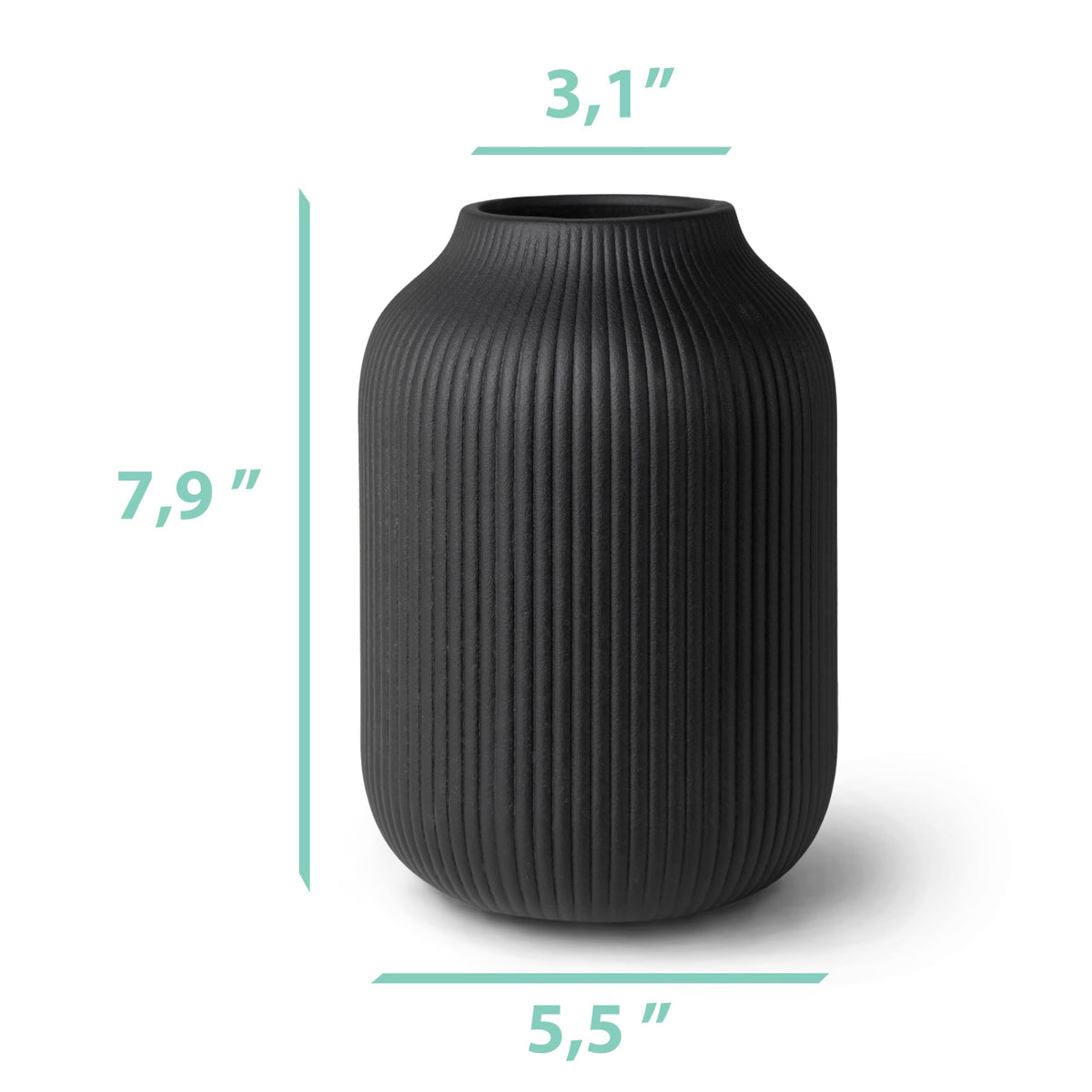 Flature grooved vase black matte finish adds contemporary charm