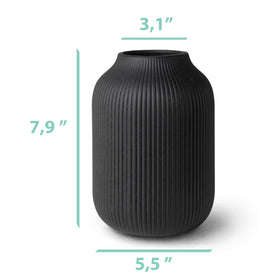 Flature grooved vase black matte finish adds contemporary charm