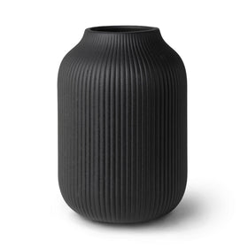 Flature grooved vase black overall view showing modern boho centerpiece