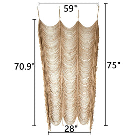 Flber macrame curtain serves as living room divider for privacy