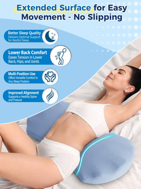 Fledano Lumbar Pillow memory-foam-core for contouring comfort and steady support.