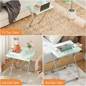 Fleecy day TV tray sea blue marble complements living spaces