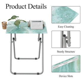 Fleecy day TV tray sea blue marble with phone or tablet slot