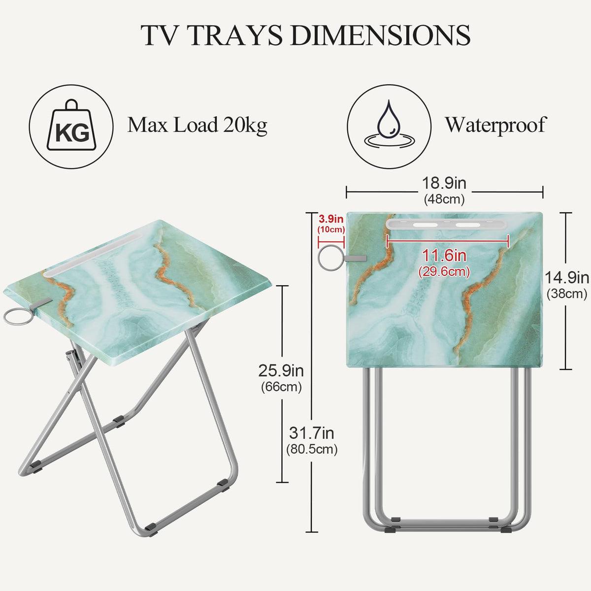 Fleecy day TV tray sea blue marble ideal for snacks and coffee