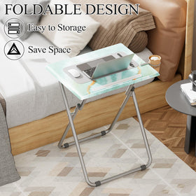 Fleecy day TV tray sea blue marble X-shape legs for stability