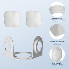 Flelano needle-free mechanism reduces snags while keeping sheets secure.