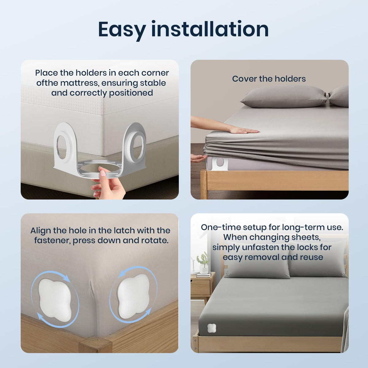 Flelano universal-fit design works from twin to king without snagging.