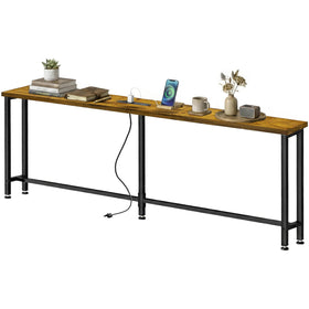 Flevra 78-inch narrow sofa table with outlets for organized charging behind couch