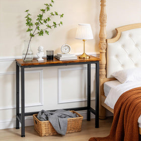 Flevra easy assembly console table ships with clearly labeled parts.