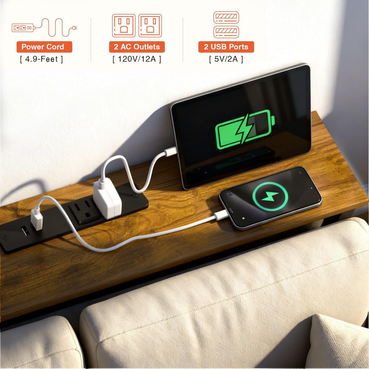 Flevra entryway console table fits slim spaces while adding outlets