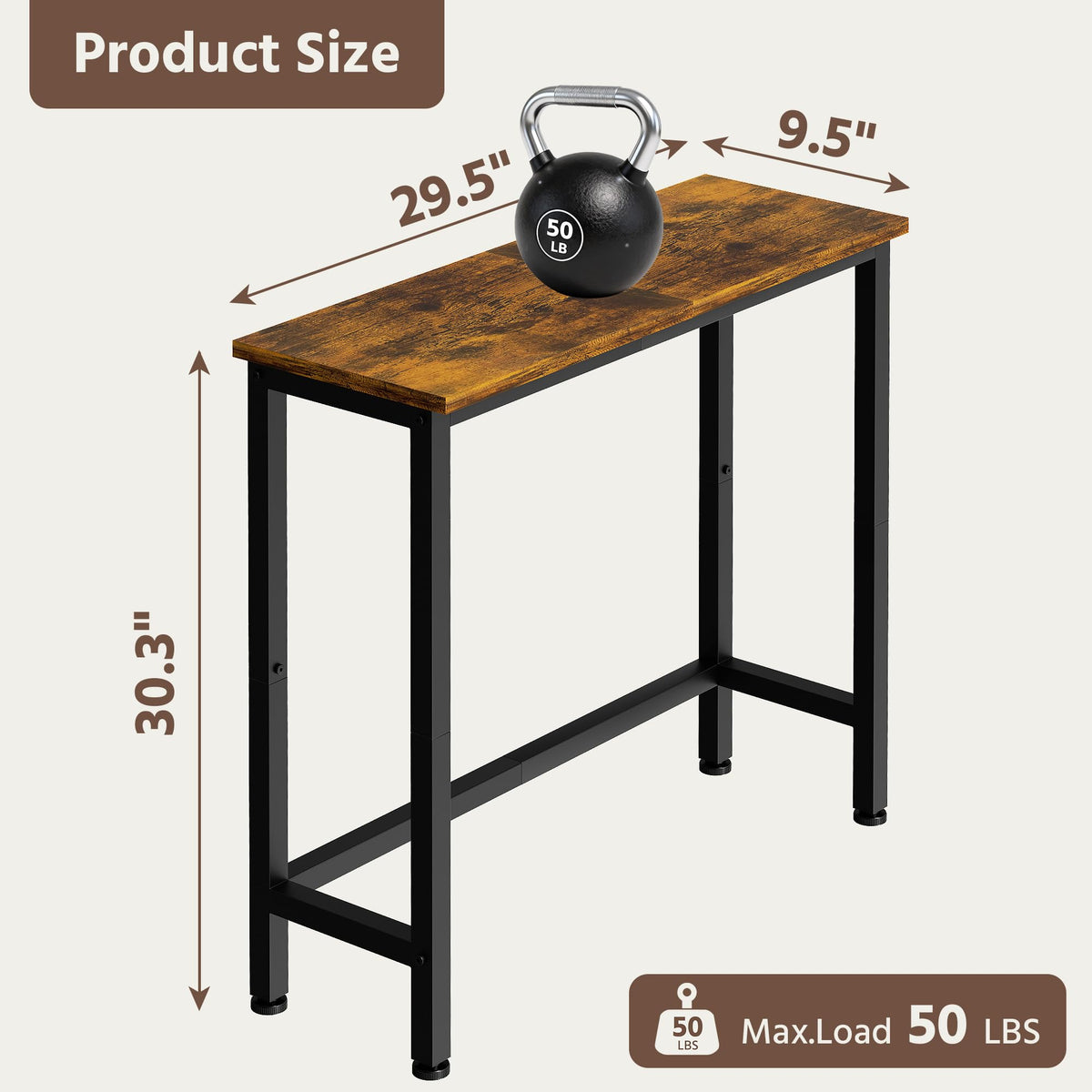 Flevra modern industrial accent piece for living room or hallway.
