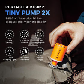 FLEXTAILGEAR compact air pump inflates a sleeping mat quickly