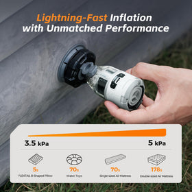 FLEXTAILGEAR Max Pump 3 delivers 5 kPa for rapid inflation of outdoor gear.
