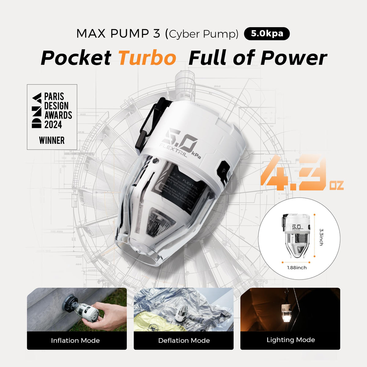 FLEXTAILGEAR Max Pump 3 long battery life supports camping trips.