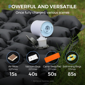 FLEXTAILGEAR Tiny Pump X inflates pool floats quickly on camping trips.