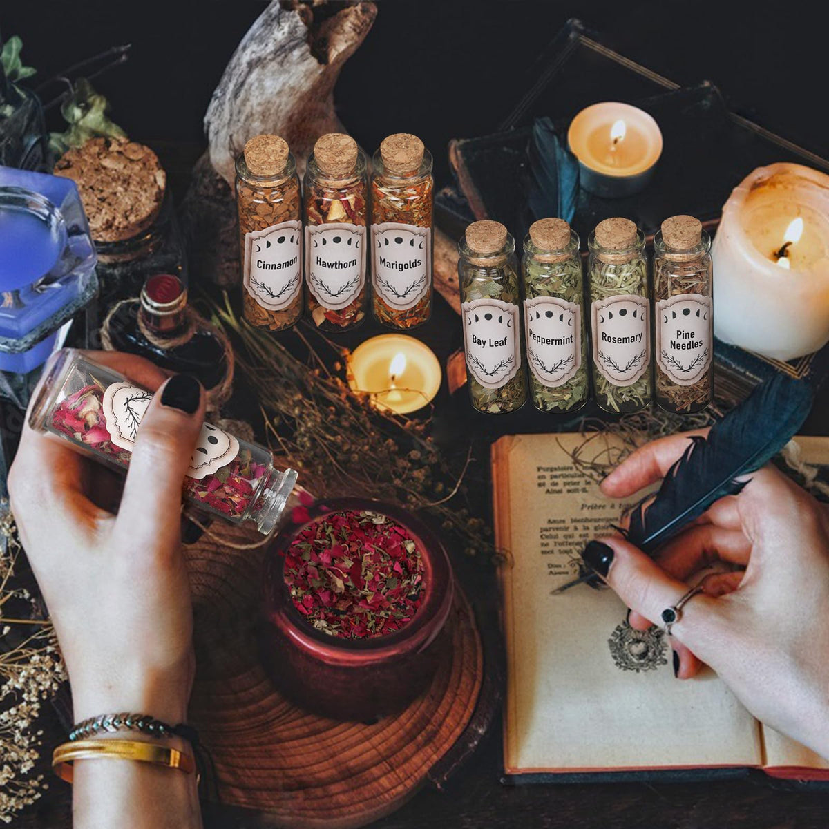 FLgengmh gift-ready kit for beginners exploring Wicca and herbal magic.