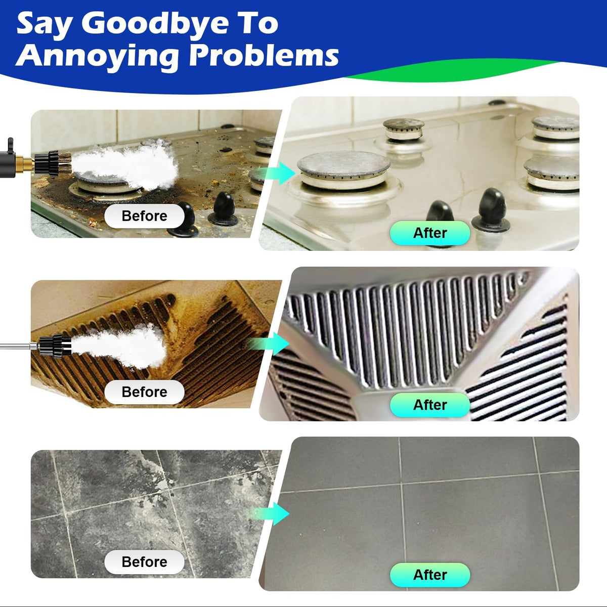 Flgocexs steam cleaner brass brush head clears grout.