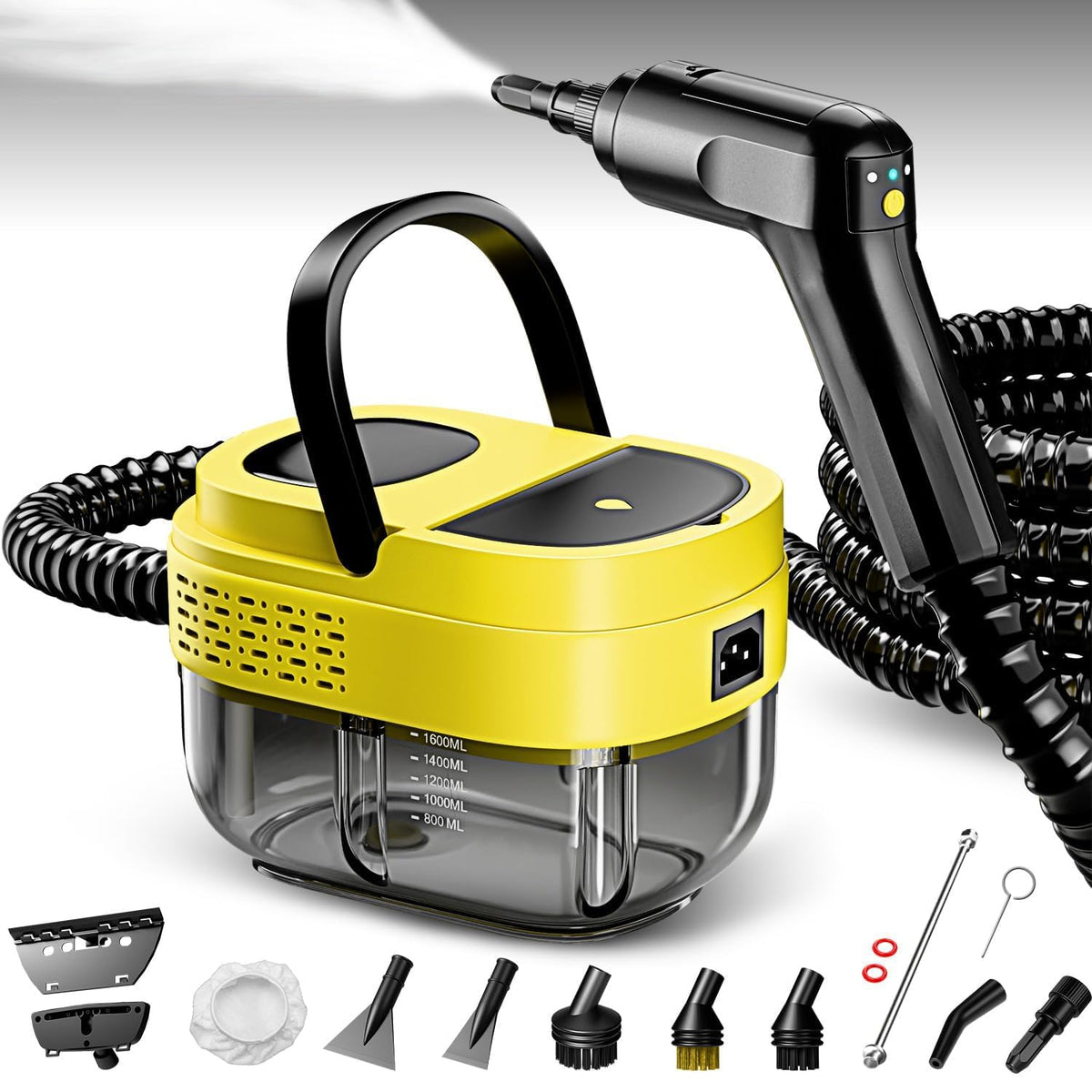 Flgocexs steam cleaner heats up in 15 seconds for quick cleaning tasks.