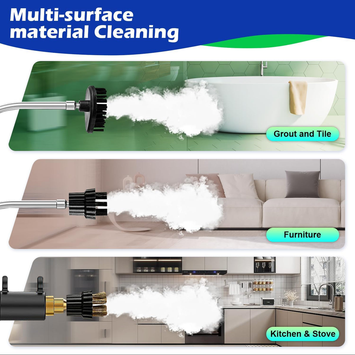 Flgocexs steam cleaner cleans upholstery with high-temperature steam.