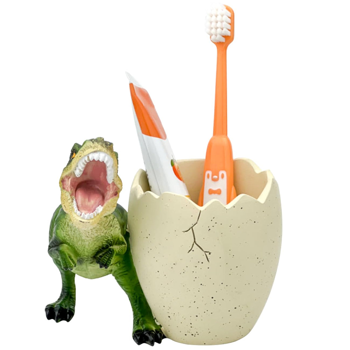 FlidRunest kids toothbrush cup dinosaur keeps brushes organized and dry.