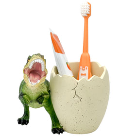 FlidRunest kids toothbrush cup dinosaur keeps brushes organized and dry.