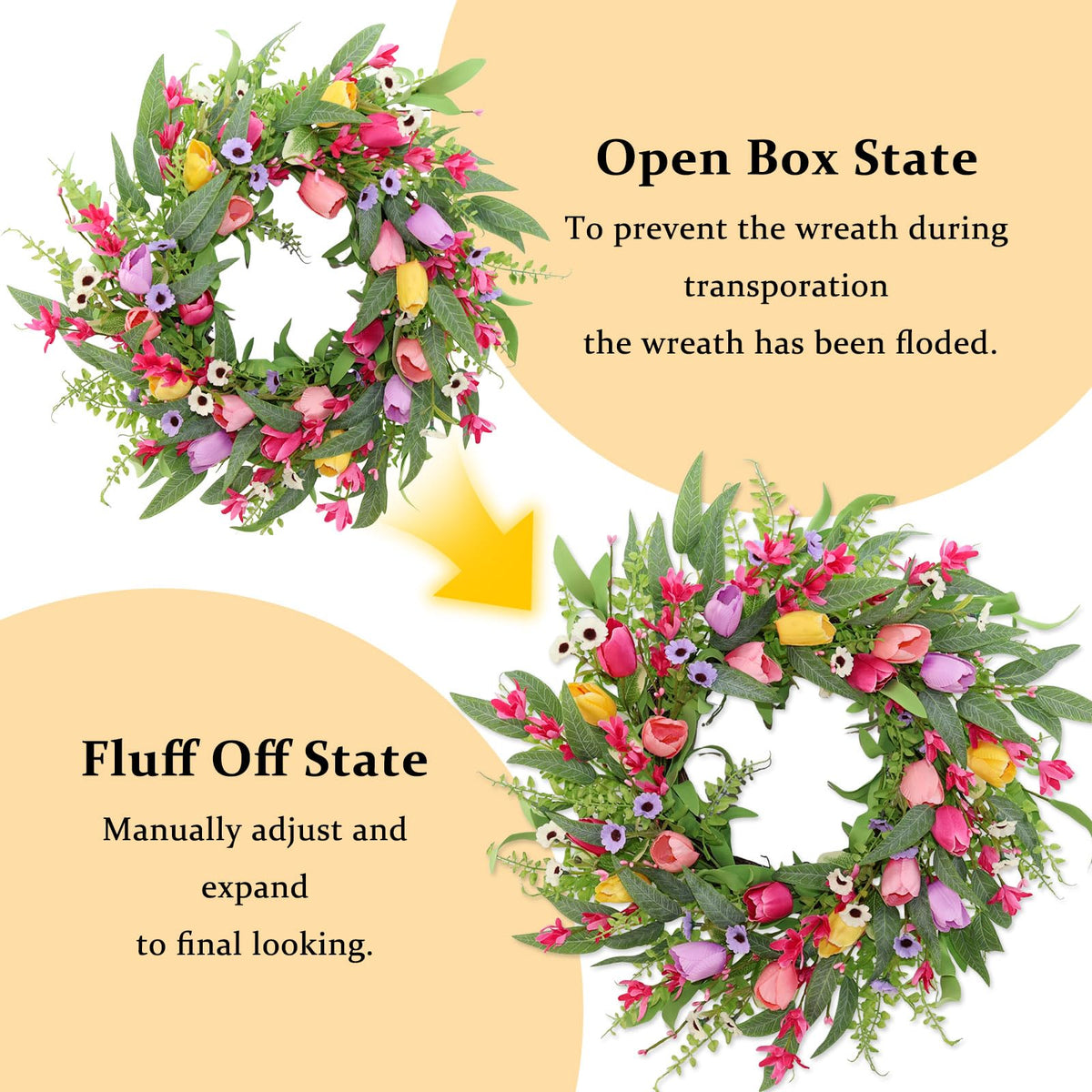FLOAWYW porch wreath ready to hang for seasonal entryway decor.