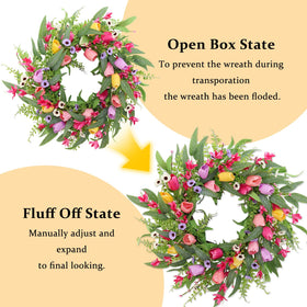 FLOAWYW porch wreath ready to hang for seasonal entryway decor.