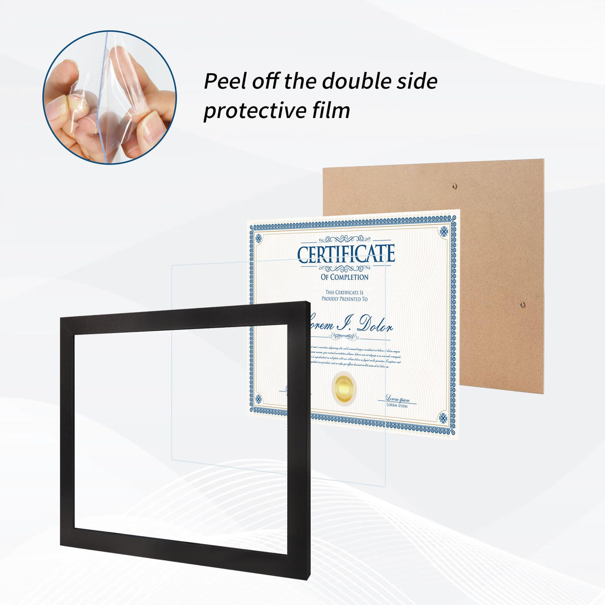 Flocey 8.5x11 frame set features easy-open tabs for quick loading.