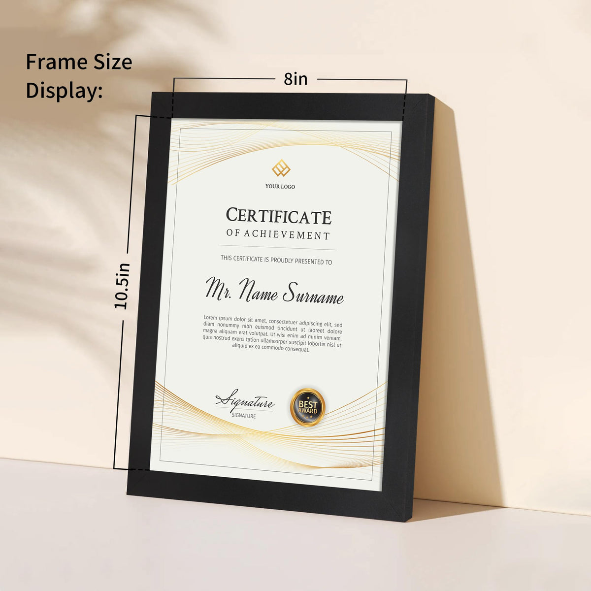 Flocey 8.5x11 frame set includes kickstand and ribbon for stable display.