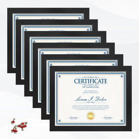 Flocey 8.5x11 frame set for certificate display on wall, creating a uniform gallery look.
