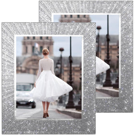 Flocey 8x10 glitter frame highlights photos with a crystal ring.