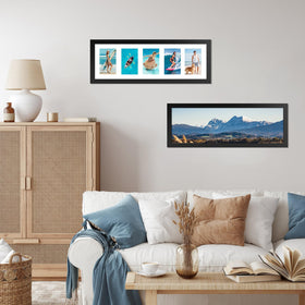 Flocey frame back with rotating tabs for easy photo changes.