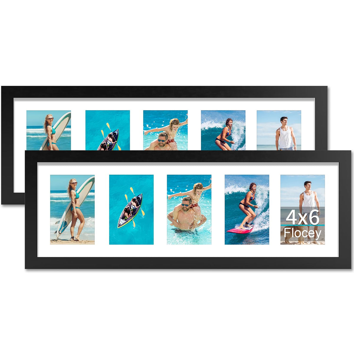 Flocey 8x24 frame front view with tempered glass for crisp photo display.